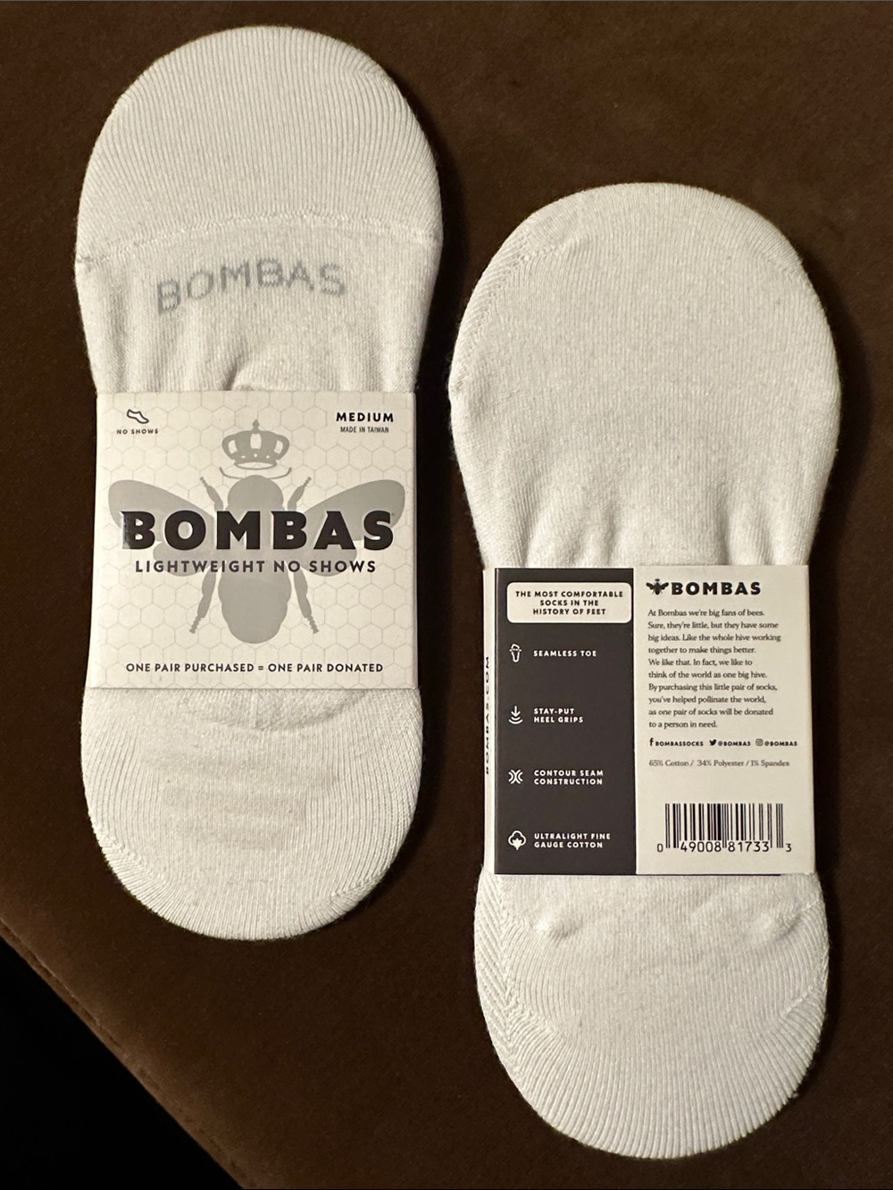 Bombas 2-Pack Lightweight No-Show Socks - White